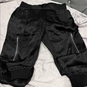 ATM Anthony Thomas Melillo Black Satin Trousers